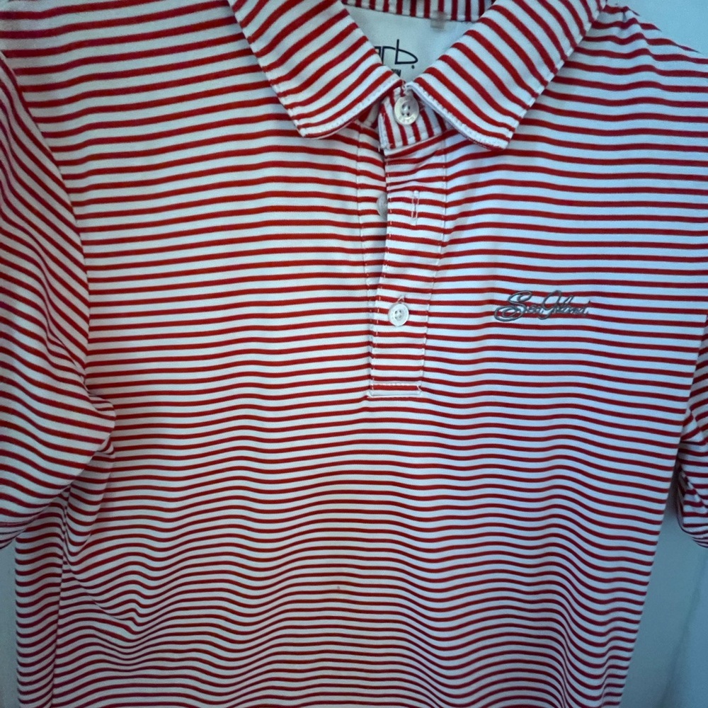 Classic Red and White Striped Polo Shirt